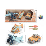 מארז DIY רכבים להרכבה - מסוק, מטוס וג'יפ