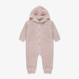 אוברול סריג עם קפוצ'ון ופרווה - ורוד