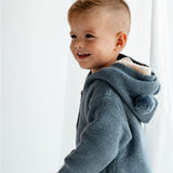 אוברול סריג עם קפוצ'ון ופרווה - ורוד