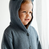 אוברול סריג עם קפוצ'ון ופרווה - ורוד