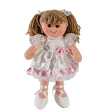 בובת בד - אנושקה שיער חום שמלת סאטן