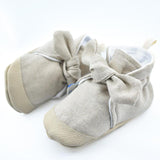 נעלי טרום הליכה וצעד ראשון - מגפון פשתן עם פפיון