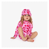 בגד ים אוברול שרוול ארוך לתינוקות Tropical Vibes Pink