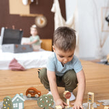 פאזל מסלול מכוניות מלבד ואביזרים למשחק מעץ