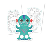 פנקס בובות אצבע לצביעה - חיות עם קרניים