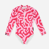בגד ים שלם שרוול ארוך Coral Reef Pink