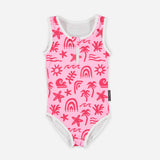 בגד ים שלם שרוול ארוך Tropical Vibes Pink
