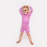 בגד ים אוברול שרוול ארוך לתינוקות Tropical Vibes Violet